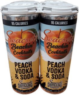 SEACRETS PEACH VODKA AND SODA RTD COCKTAIL CANS