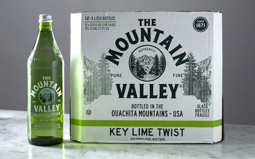 Mountain Valley Sparkling Water Lime 1L 12 Pack Case