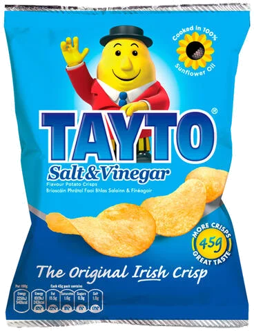 Tayto Salt & Vinegar No Ire Blue Bag