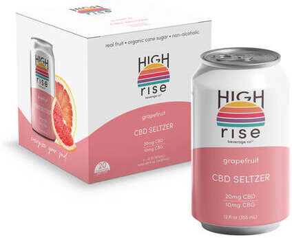High Rise Grapefruit 20mg CBD + 10mg CBG Seltzer 6 pack