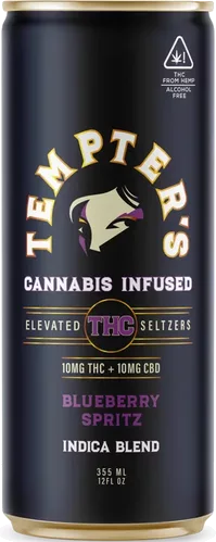 Tempter's Blueberry Spritz THC Seltzer Calming Blend (Indica) - 10 mg THC + 10 mg CBD