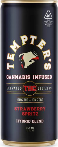 Tempter's Strawberry Spritz THC Seltzer Balanced Blend (Hybrid) - 10 mg THC + 10 mg CBD