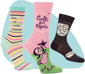 BLUE Q FUNNY SOCKS ASST
