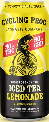 Cycling Frog High Potency Iced Tea Lemonade THC Beverage - 50 mg THC + 50 mg CBD