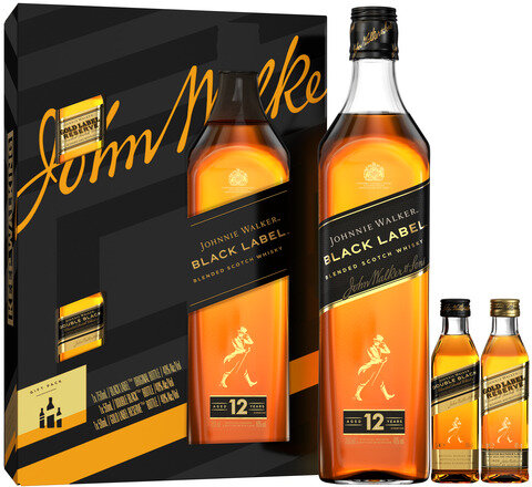 Johnnie Walker Black Label 12yr Gift Set with Gold Reserve & Green Label Minis