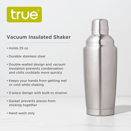 True Brands Vacuum Insulated Cocktail Shaker Stainless Steel