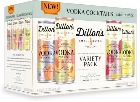 DILLON'S Vodka RTD Cocktails,  Variety 8 pk