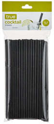 True Brands Black Plastic Cocktail Straws