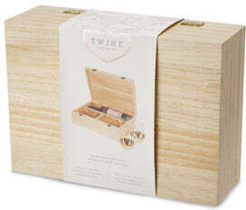 Wood Wine With Set Of Stemless Glasses Gold By Twine Living Gift Box