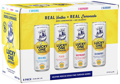 Lucky One Vodka Lemonade Variety 8 Pack X Original Peach Raspberry Blueberry