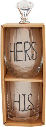 Mud Pie His & Her Glass And Stopper Set