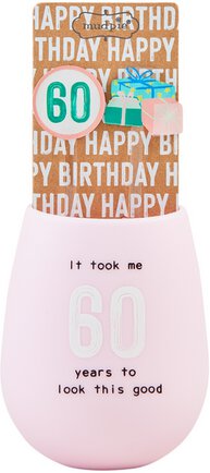 60 Birthday Silicone Wine Glass & Straw Set