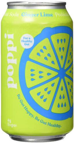 Poppi Prebiotic Ginger Lime soda 12oz can