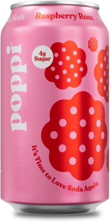 Poppi Prebiotic Raspberry Rose soda 12oz can