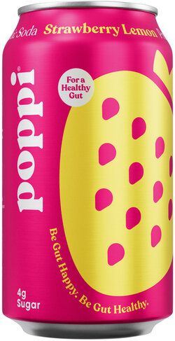 Poppi Prebiotic Strawberry Lemon soda 12oz can