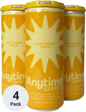 COMBO – Anytime Spritz Yuzu Ginger Can X 4 – VODKA, ZESTY YUZU, FRESH GINGER, CITRUS PEEL, BOTANICALS & A TOUCH OF HONEY – New York – CRAFTED BY WOMEN – FARM TO CAN