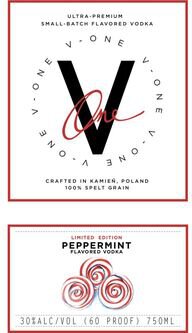 V-One Vodka Ultra-Premium Small Batch Peppermint Flavored Vodka Limited Edition