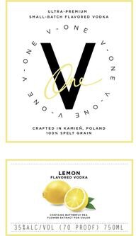 V-One Vodka Ultra-Premium Small Batch Lemon Flavored Vodka