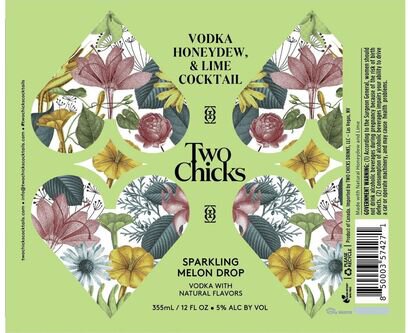 Two Chicks Cocktails Sparkling Melon Drop Vodka Honeydew & Lime Cocktail