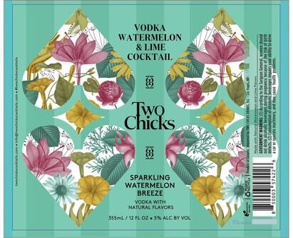 Two Chicks Cocktails Sparkling Watermelon Breeze Vodka Honeydew & Lime Cocktail