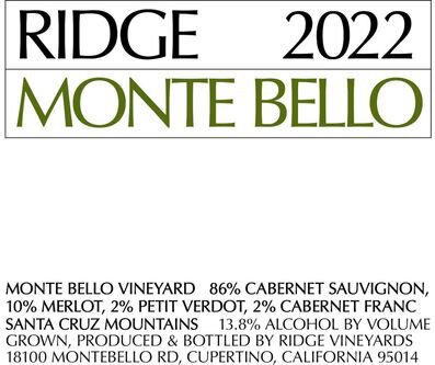 Ridge Vineyards Monte Bello Santa Cruz Mountains