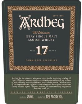 Ardbeg Distillery Committee Exclusive 17 Years Old The Ultimate Islay Single Malt Scotch Whisky 80 Proof