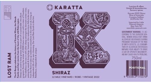 Karatta Shiraz Lost Ram 12 Mile Vineyard Robe