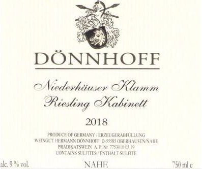 Donnhoff Riesling Niederhauser Klamm Kabinett