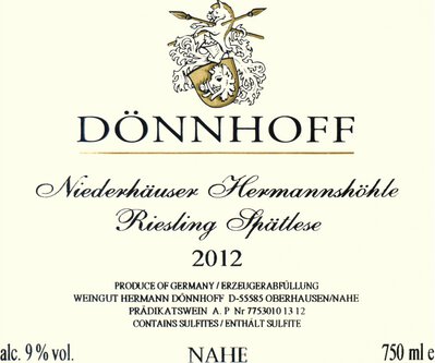 Donnhoff Riesling Niederhauser Hermannshohle Spatlese