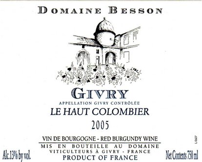 Domaine Besson Givry Le Haut Colombier Rouge