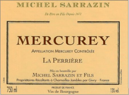 Michel Sarrazin Mercurey Le Perrier Rouge