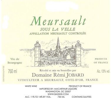Domaine Remi Jobard Meursault Sous La Velle