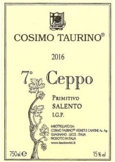 Cosimo Taurino Salento Primitivo 7 Ceppo