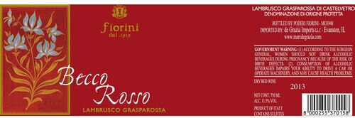 Fiorini Lambrusco Grasparossa di Castelvetro Becco Rosso