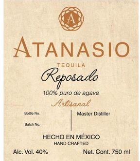 Tequila Atanasio Artisanal Reposado Tequila 100% Puro De Agave