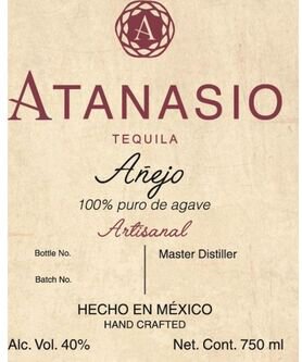 Tequila Atanasio Artesanal Anejo Tequila 100% Puro De Agave