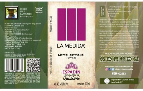 La Medida Mezcal Espadin Joven Mezcal Artesanal