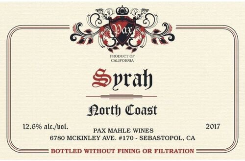 Pax Mahle Wines Syrah North Coast