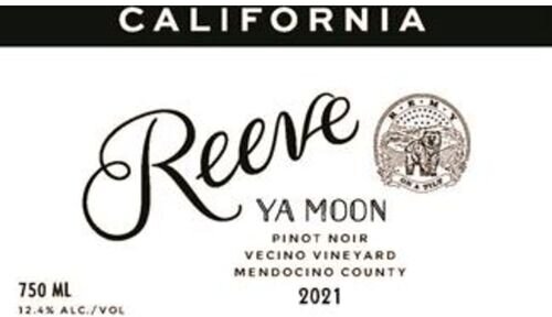 Reeve Pinot Noir Ya Moon Vecino Vineyard Potter Valley