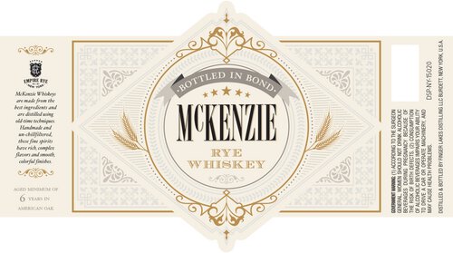 Finger Lakes Distilling McKenzie Distillers Bottled In Bond 6 Years Old Rye Whiskey