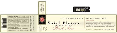Sokol Blosser Orchard Block Pinot Noir