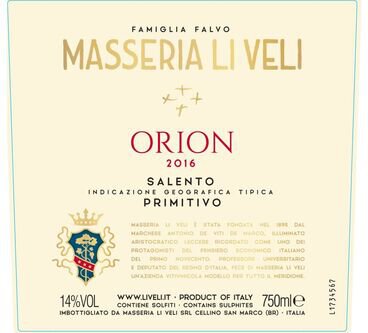 Li Veli Orion Primitivo Salento IGT