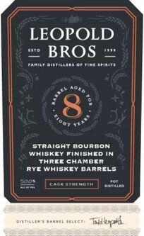 Leopold Brothers 8 Years Old Cask Strength Straight Bourbon Whiskey Finished In Three Chambers Rye Barrels