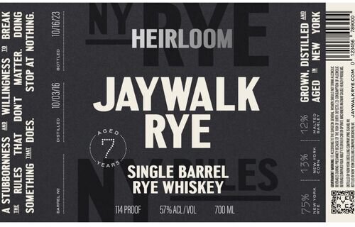 Jaywalk 7 Years Old Heirloom Single Barrel Rye Whiskey