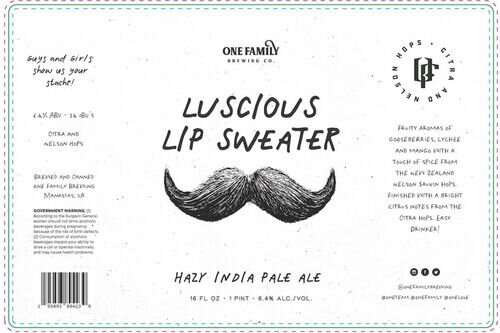 One Family Brewing Co. Luscious Lip Sweater Hazy IPA