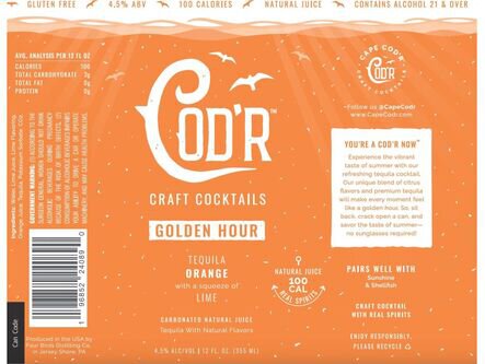 Cape Cod'r Golden Hour Tequila Orange Lime