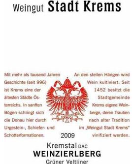 Weingut Stadt Krems Kremstal Gruner Veltliner Weinzierlberg