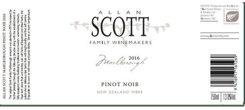 Allan Scott Marlborough Black Label Pinot Noir