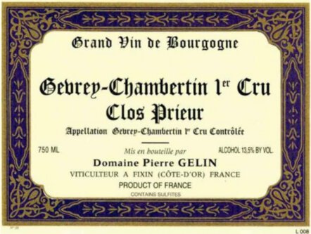Domaine Pierre Gelin Gevrey-Chambertin 1er Cru Clos Prieur