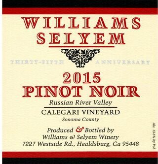 Williams Selyem Russian River Valley Pinot Noir Calegari Vineyard